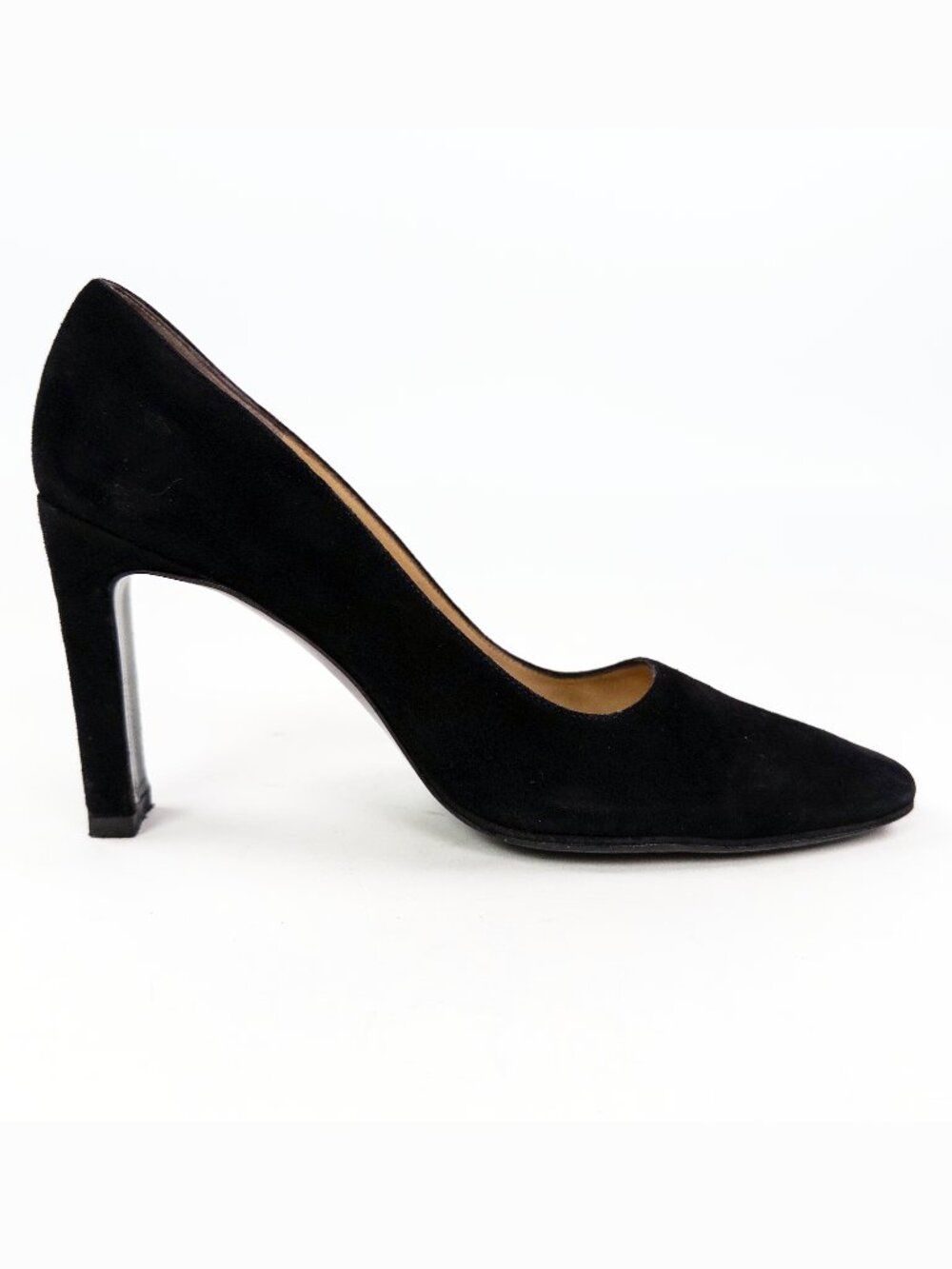 Italian Black Suede Square Toe Pumps Classic Career Heels Ellen Tracy 8.5 - Picture 4 of 8